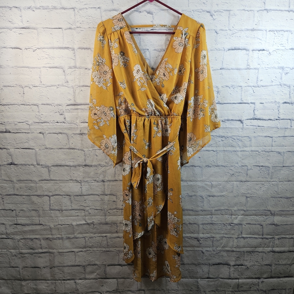 Daytrip Mustard Floral High-Low Dress